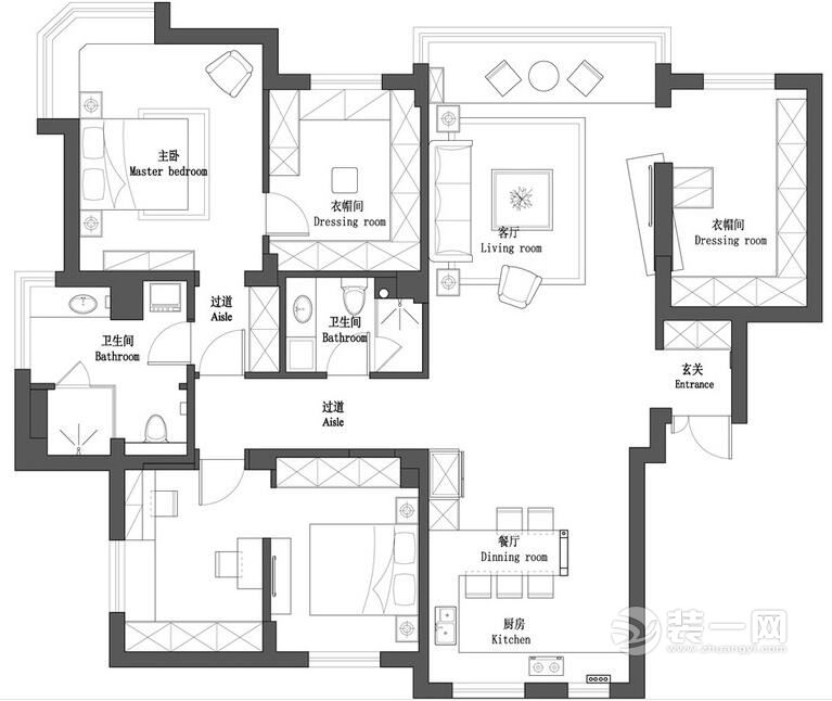 199平三居室户型图